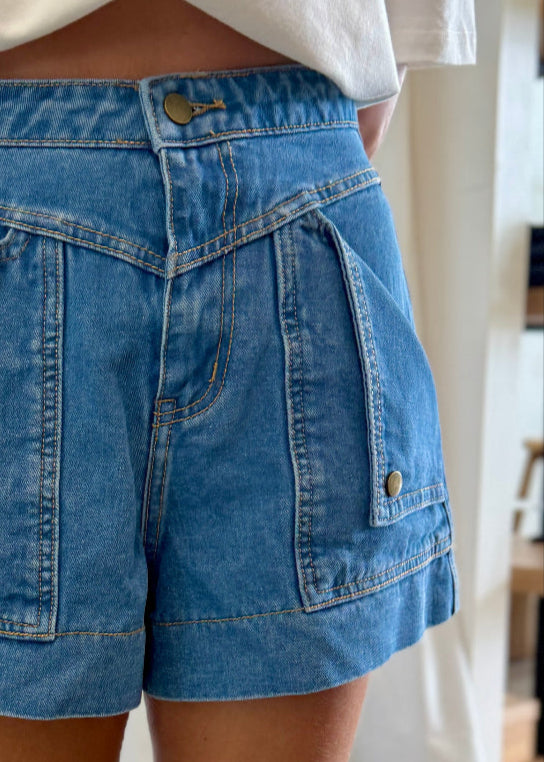 CELINE DENIM SHORT LIGHT BLUE DENIM