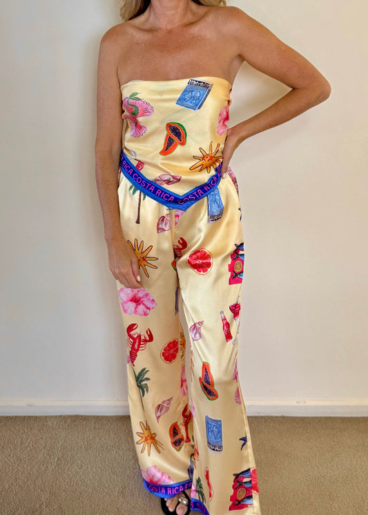 COSTA RICA SATIN PANT SET YELLOW