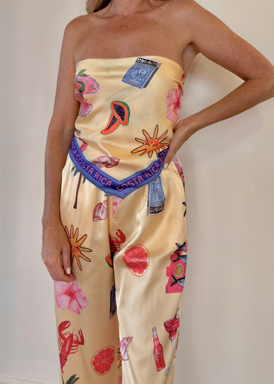 COSTA RICA SATIN PANT SET YELLOW