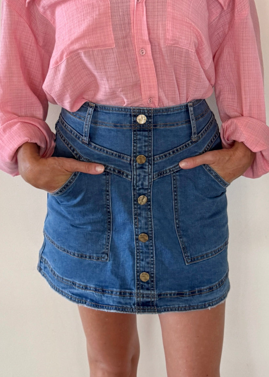 KIRA MINI SKIRT BLUE DENIM