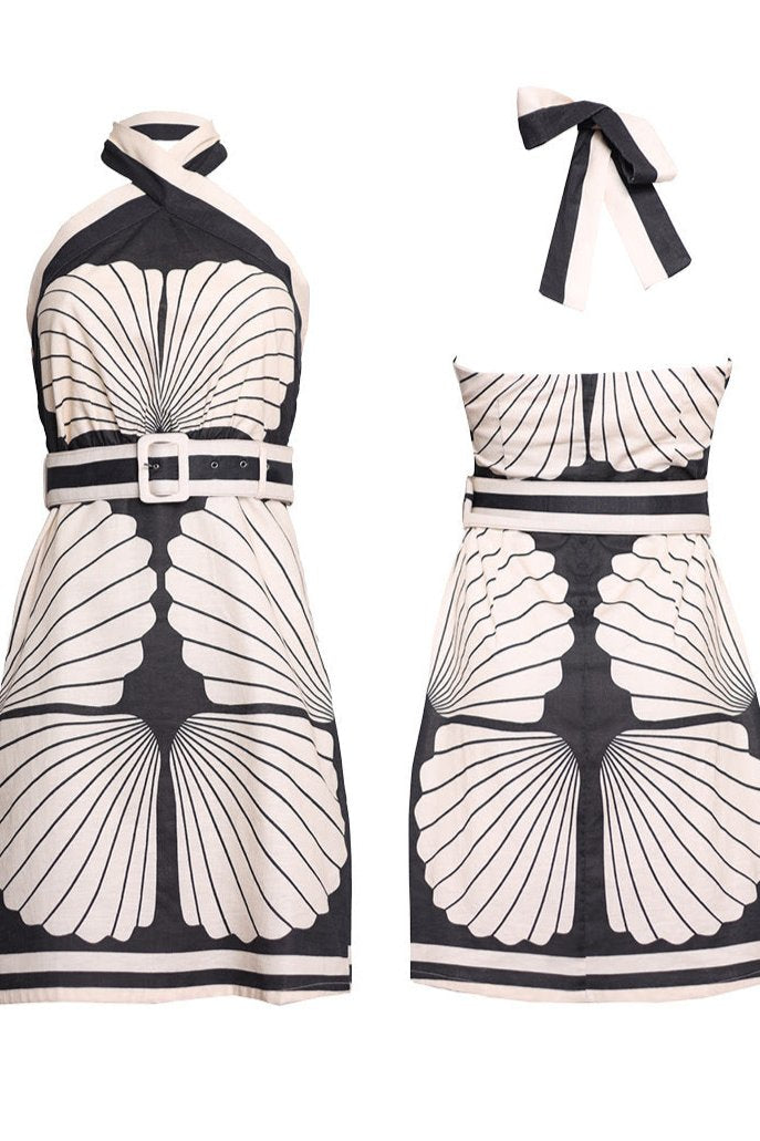 PALM CANYON MINI DRESS BLACK/CREAM
