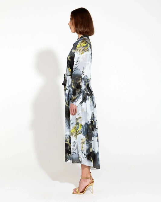 TRANSFIXED MIDI DUSTER SHIRT DRESS MARBLE