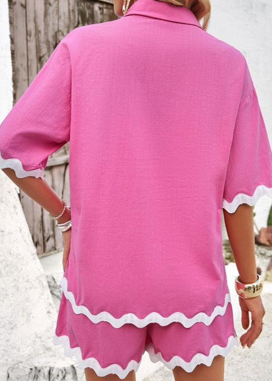 RIC RAC SHIRT/SHORT SET PINK