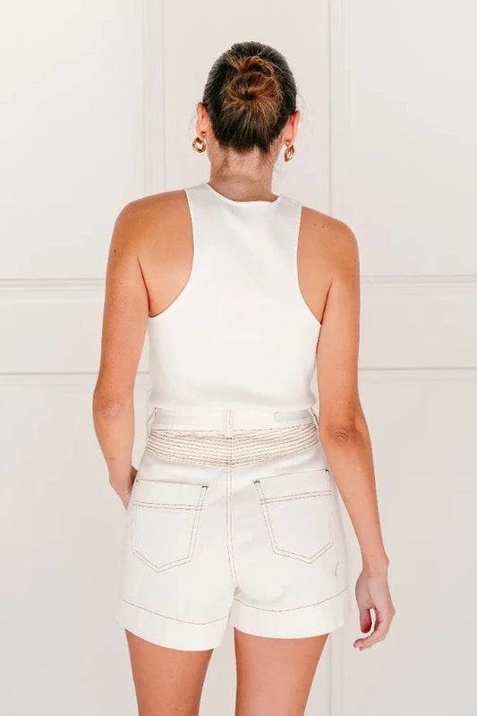 SELENA DENIM SHORT OFF WHITE