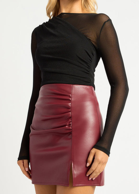 TEXTURED JERSEY ASYMMETRIC TOP BLACK