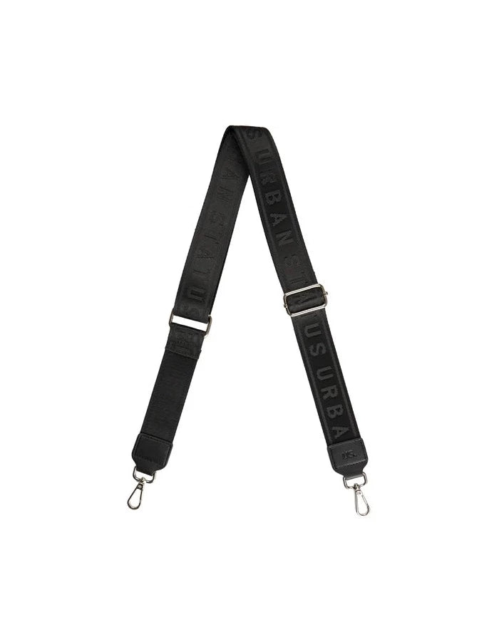 WEBBING CROSSBODY STRAP BLACK/SILVER