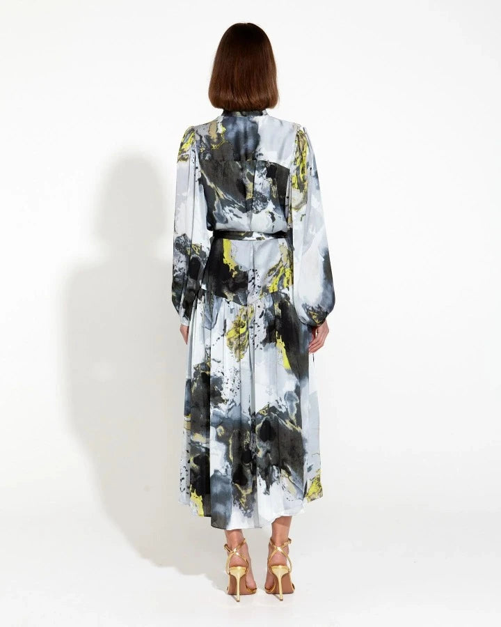 TRANSFIXED MIDI DUSTER SHIRT DRESS MARBLE