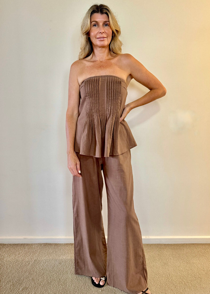 ANNABELLE TUBE PANT SET CHOCOLATE