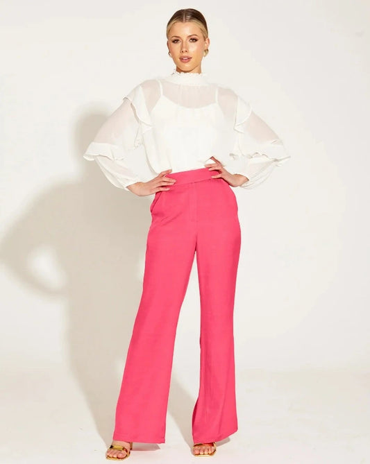 ONE AND ONLY HIGH WAISTED FLARED PANT PINK