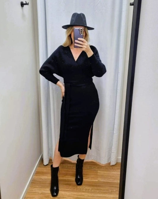 KARINA KNITTED BLACK DRESS