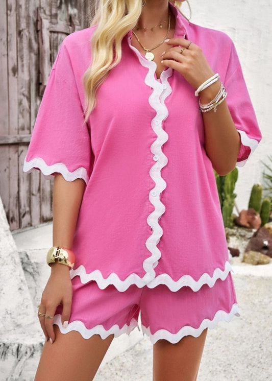 RIC RAC SHIRT/SHORT SET PINK