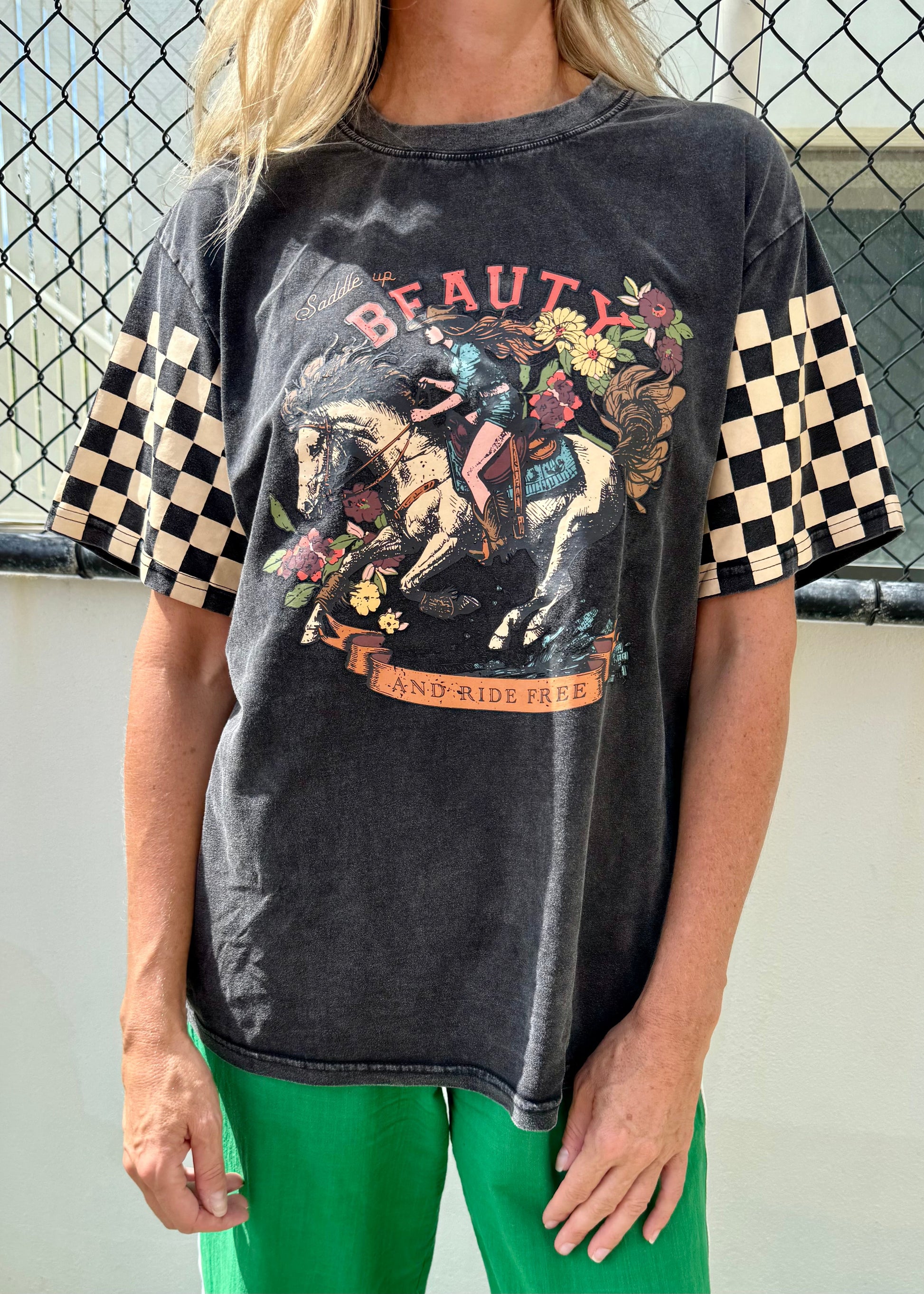 RIDE FREE ACID WASH T SHIRT BLACK