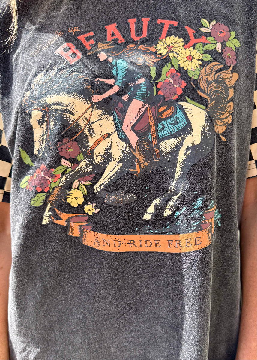 RIDE FREE ACID WASH T SHIRT BLACK