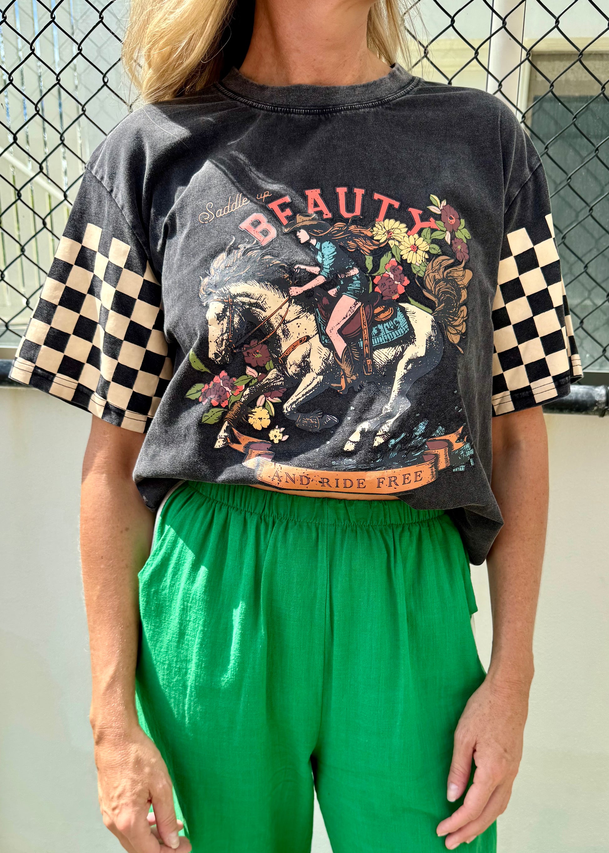 RIDE FREE ACID WASH T SHIRT BLACK