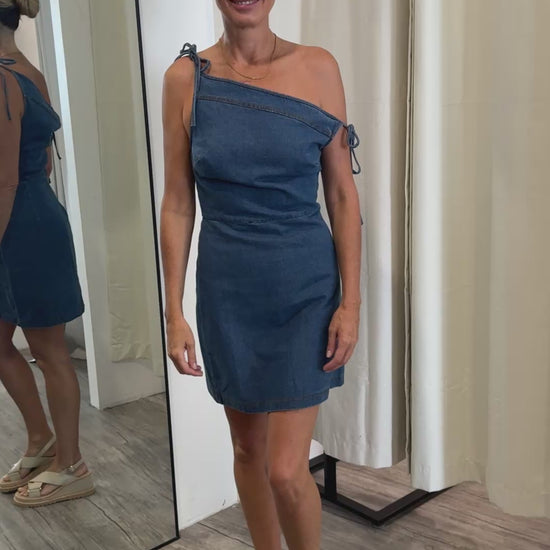 Aria Mini Dress in dark blue denim 