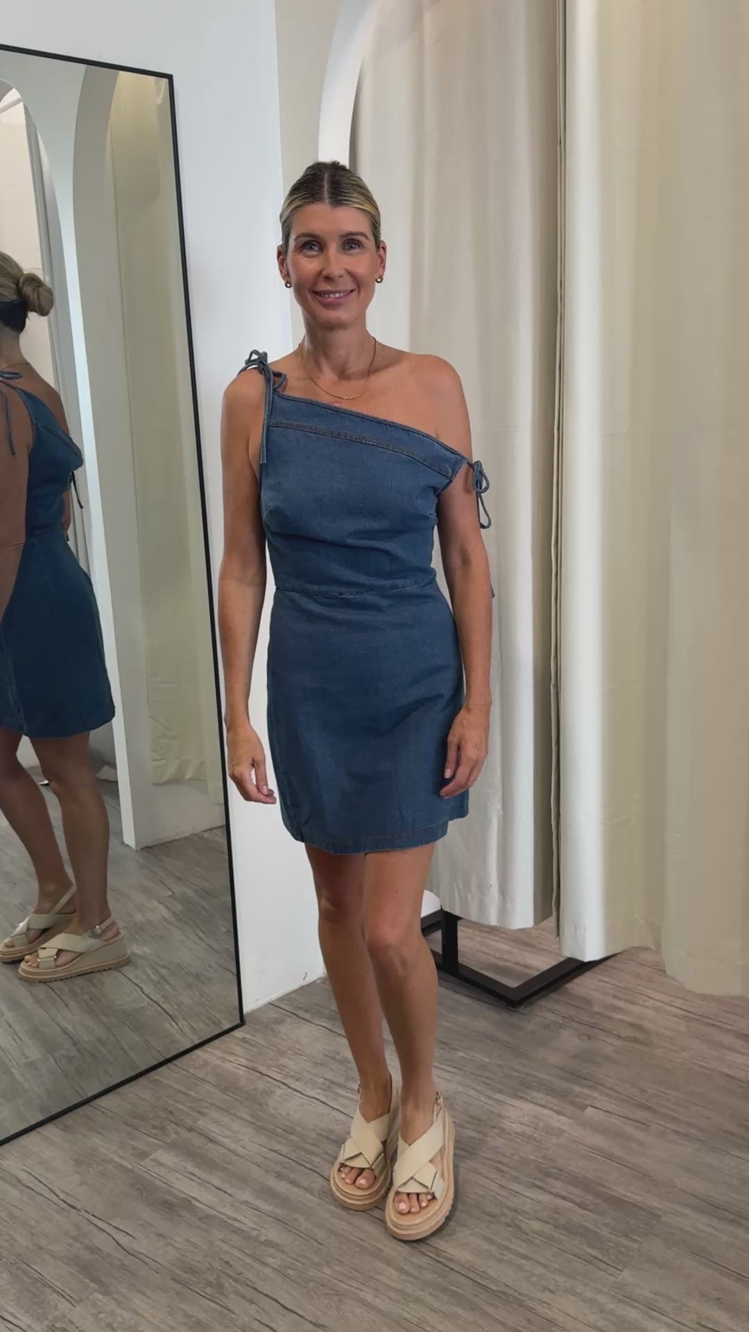 Aria Mini Dress in dark blue denim 